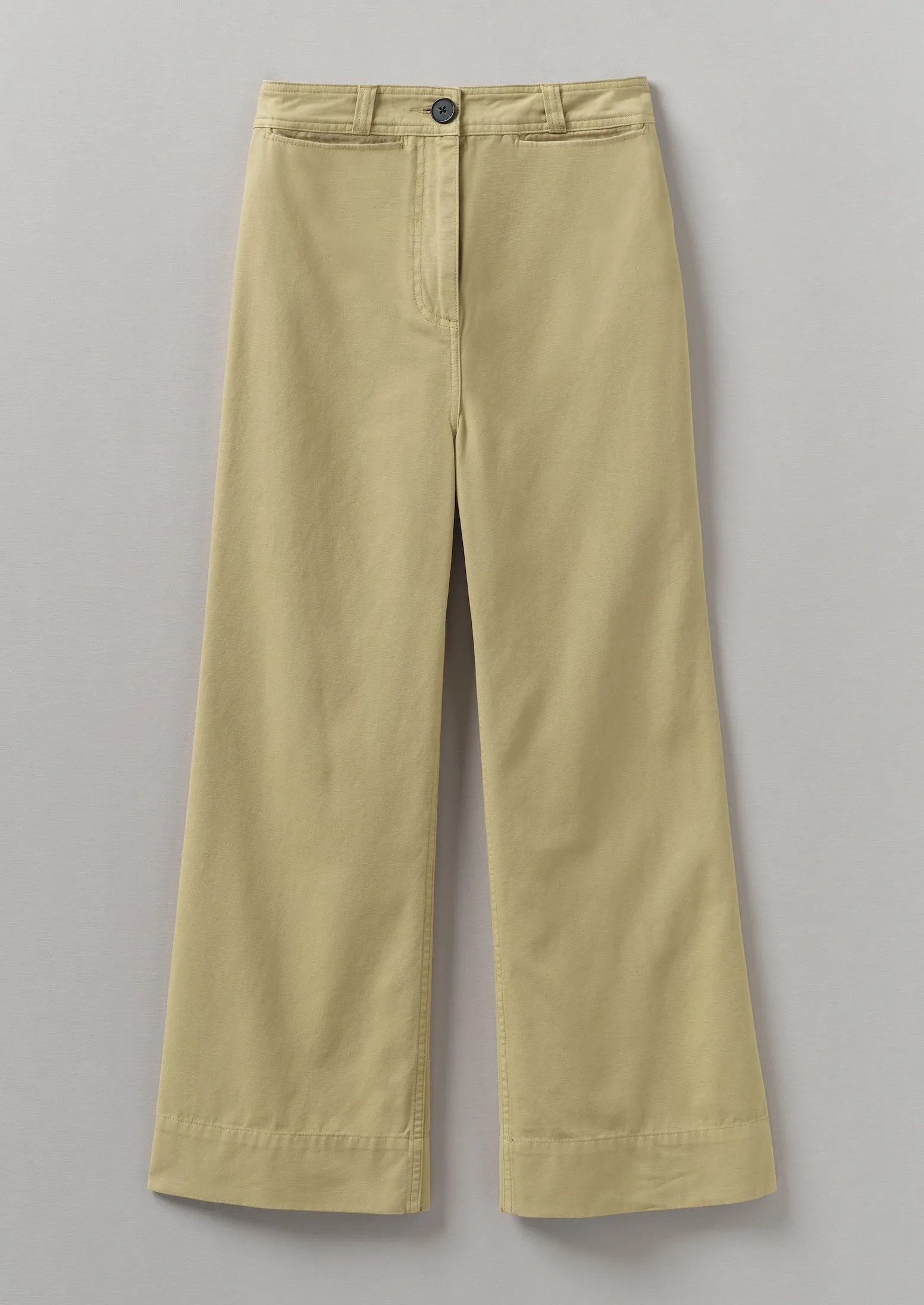 Cotton Canvas Kick Flare Trousers | Shale Stone