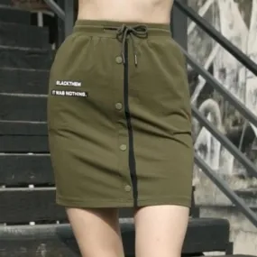 Cotton Slim Fit Army Green High Waist Skirt