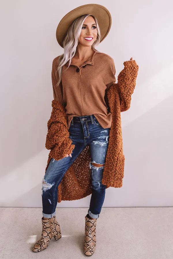 Cover Story Waffle Knit Top in Cinnamon