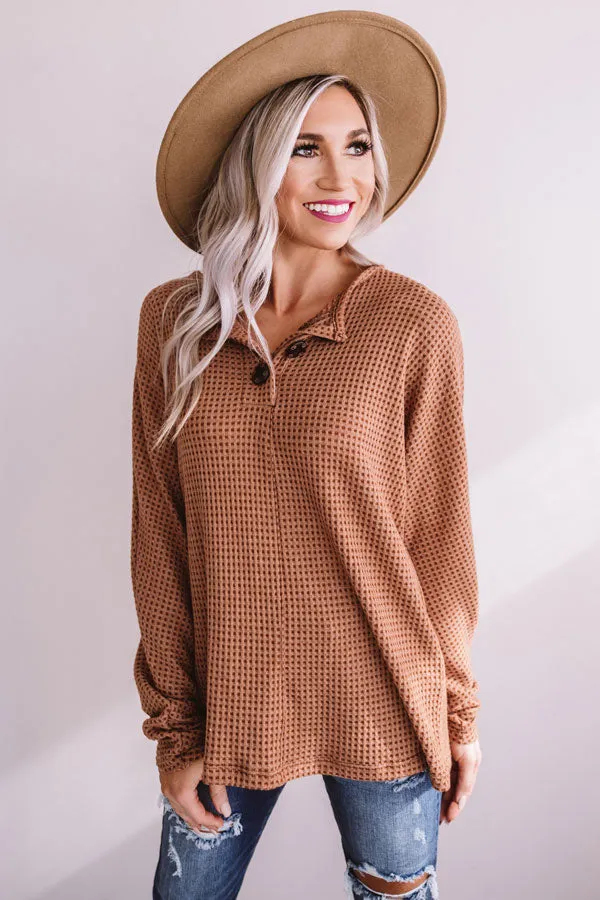 Cover Story Waffle Knit Top in Cinnamon