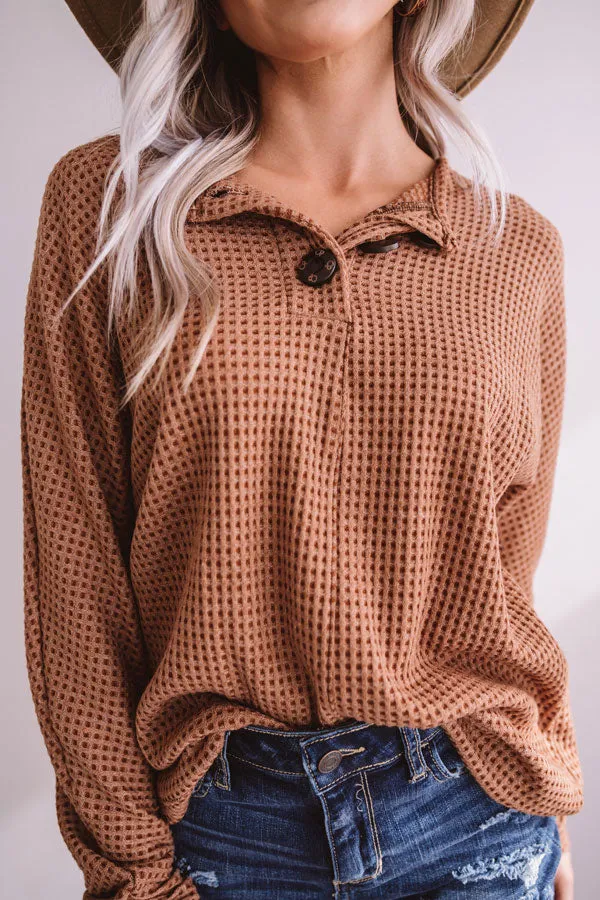 Cover Story Waffle Knit Top in Cinnamon