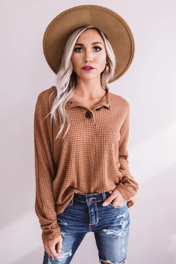 Cover Story Waffle Knit Top in Cinnamon