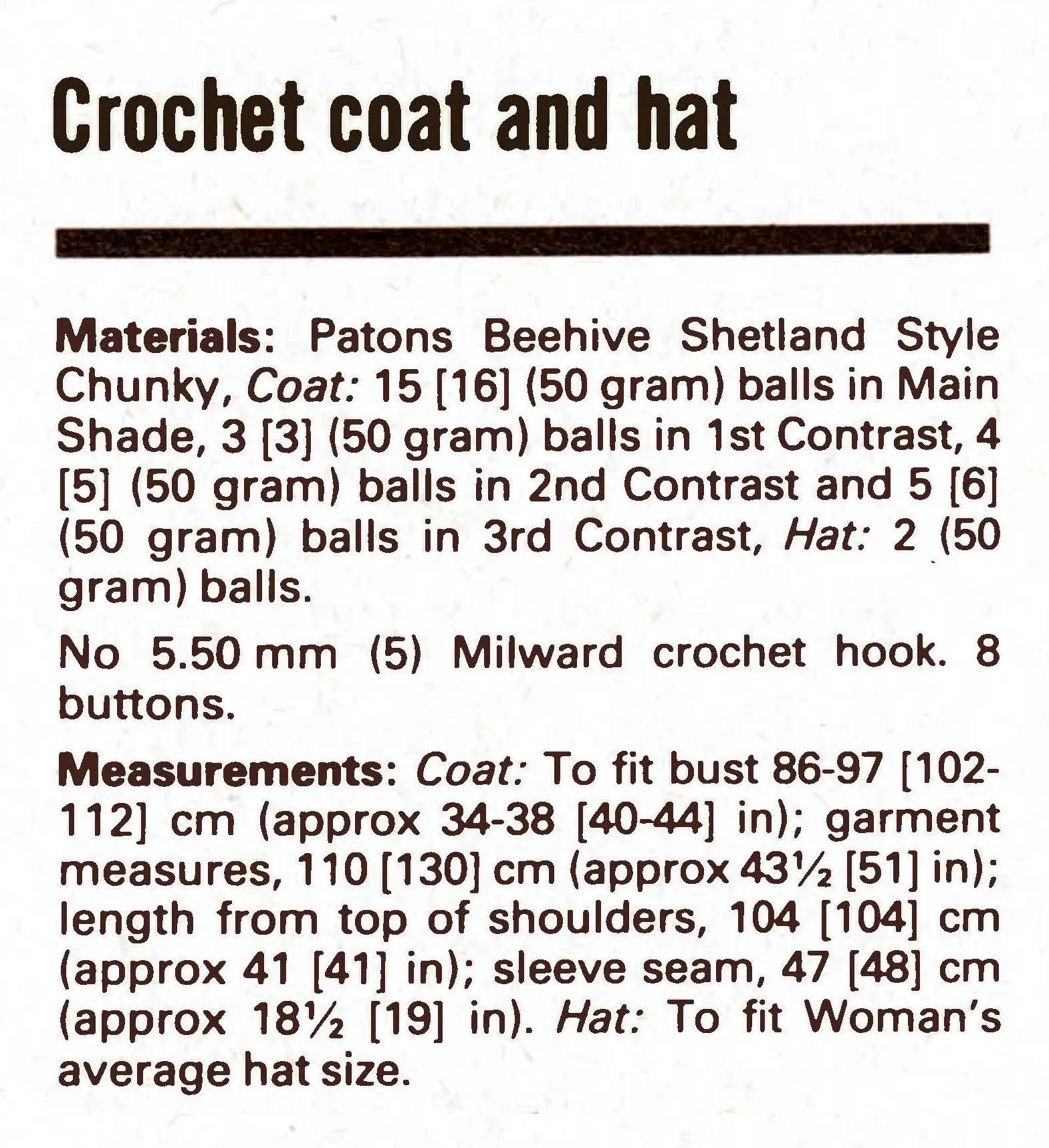 Crochet Coat and Hat Pattern, Stunning Vintage Fashion Coat,  Instant Download