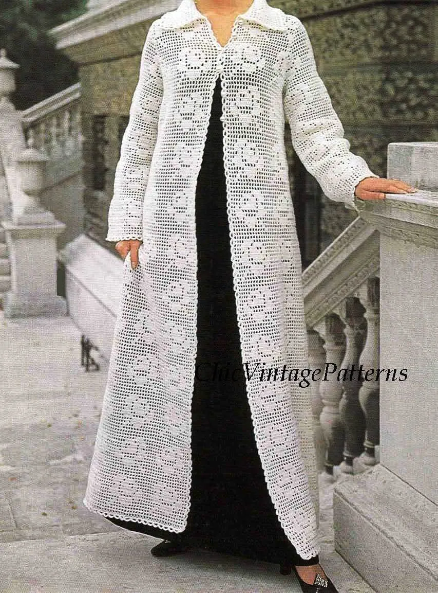 Crochet Coat Pattern, Instant Download, Elegant Wedding or Evening Coat