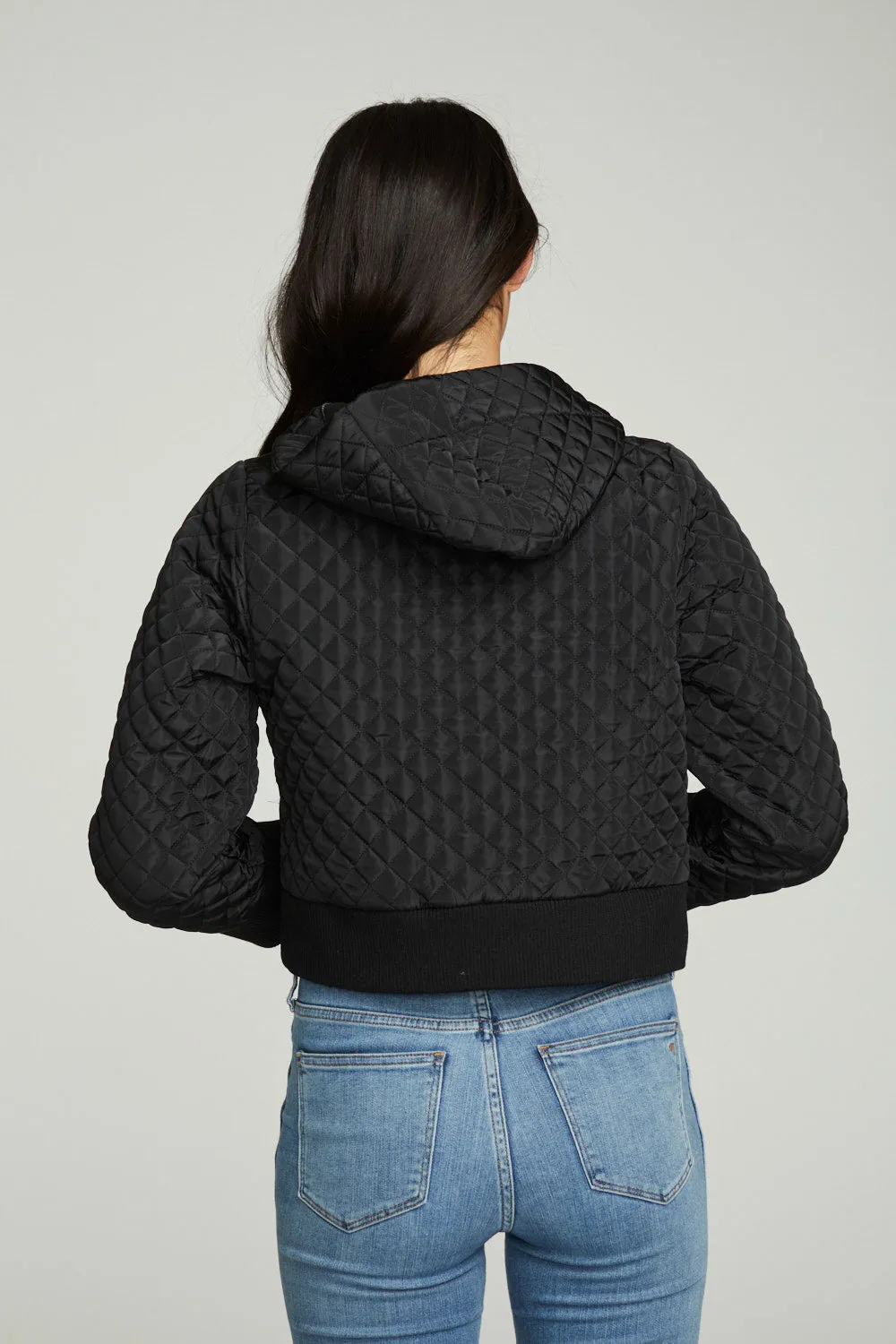 Cropped Hooded Jacket With Rib