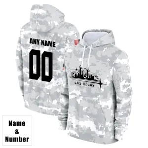 Custom Name & Number Hoodie Las Vegas Raiders 2024 Salute to Celebrities Club Fleece Pullover Hoodie City Silhouette Hoodie Unisex