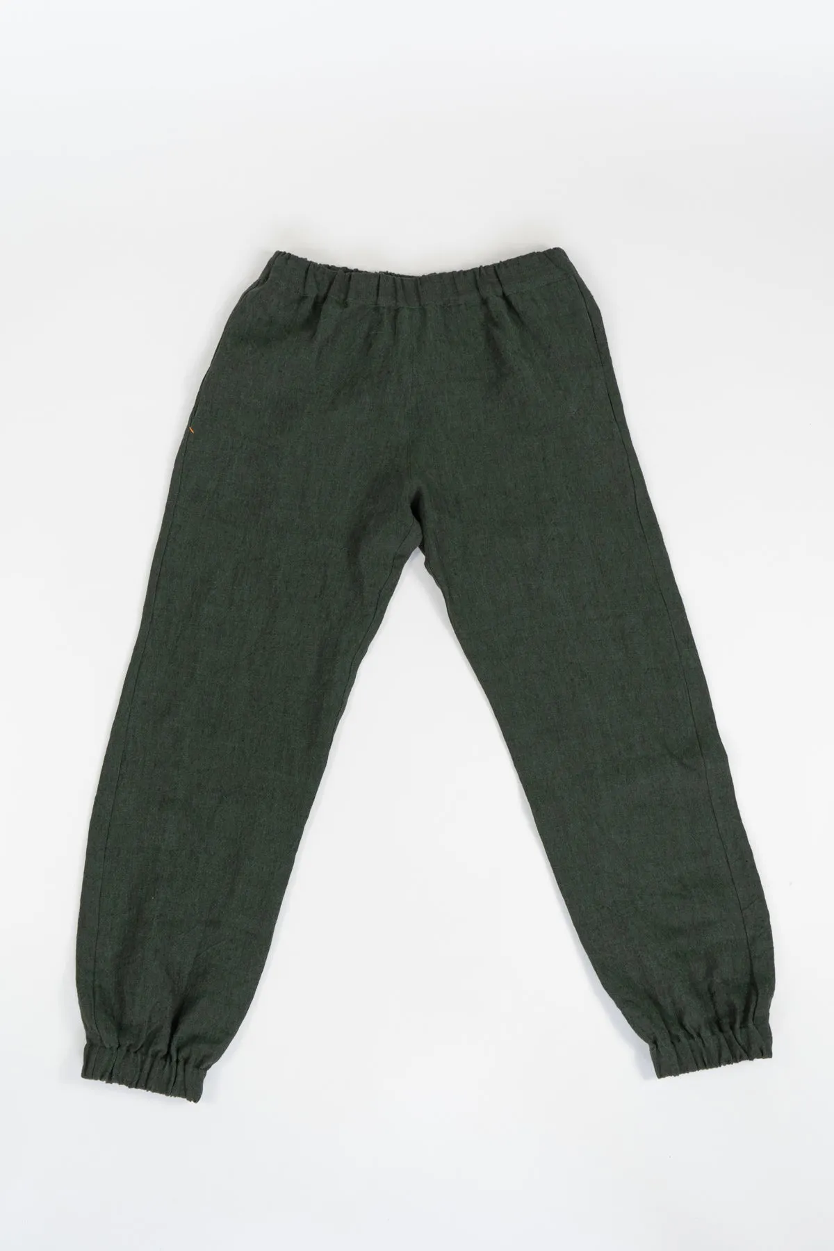 Dark Green Irish Linen Cuff Trouser