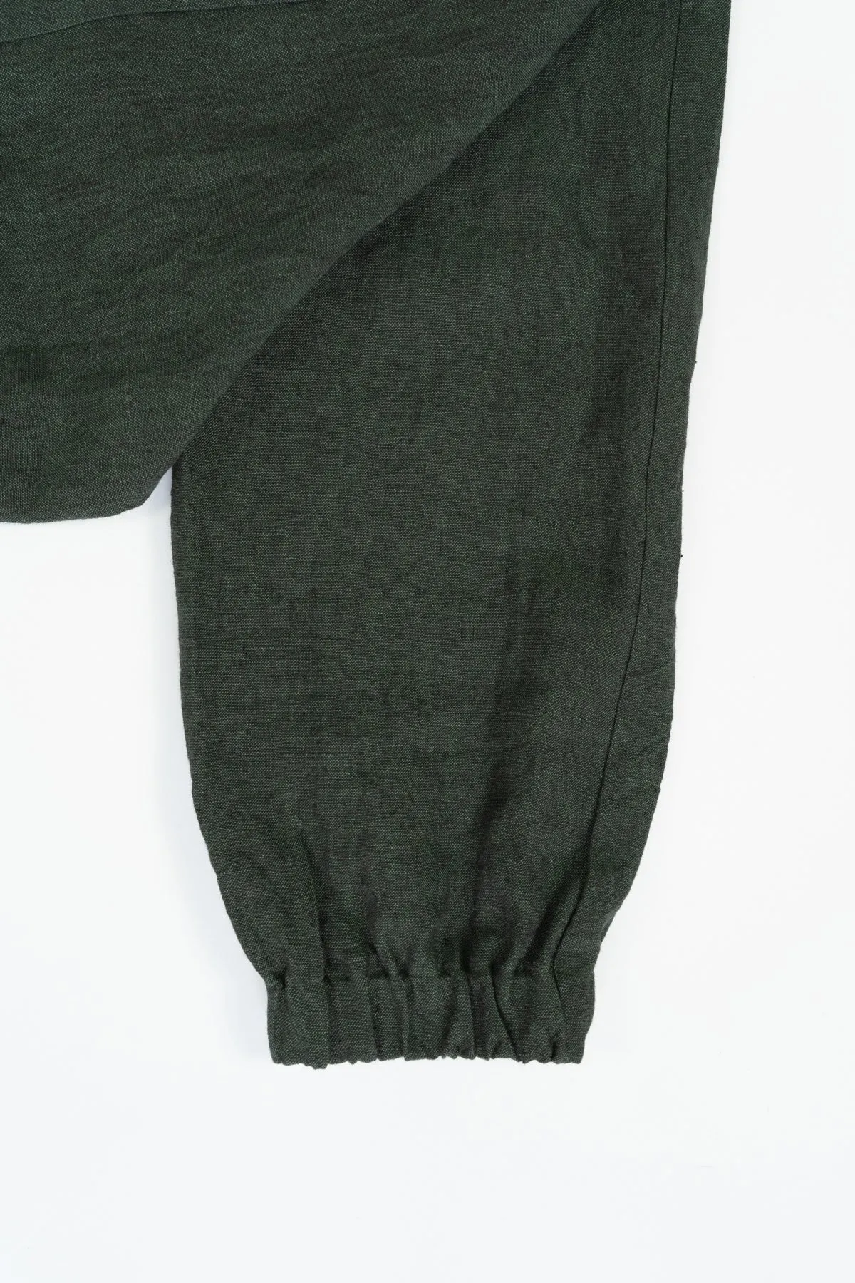 Dark Green Irish Linen Cuff Trouser