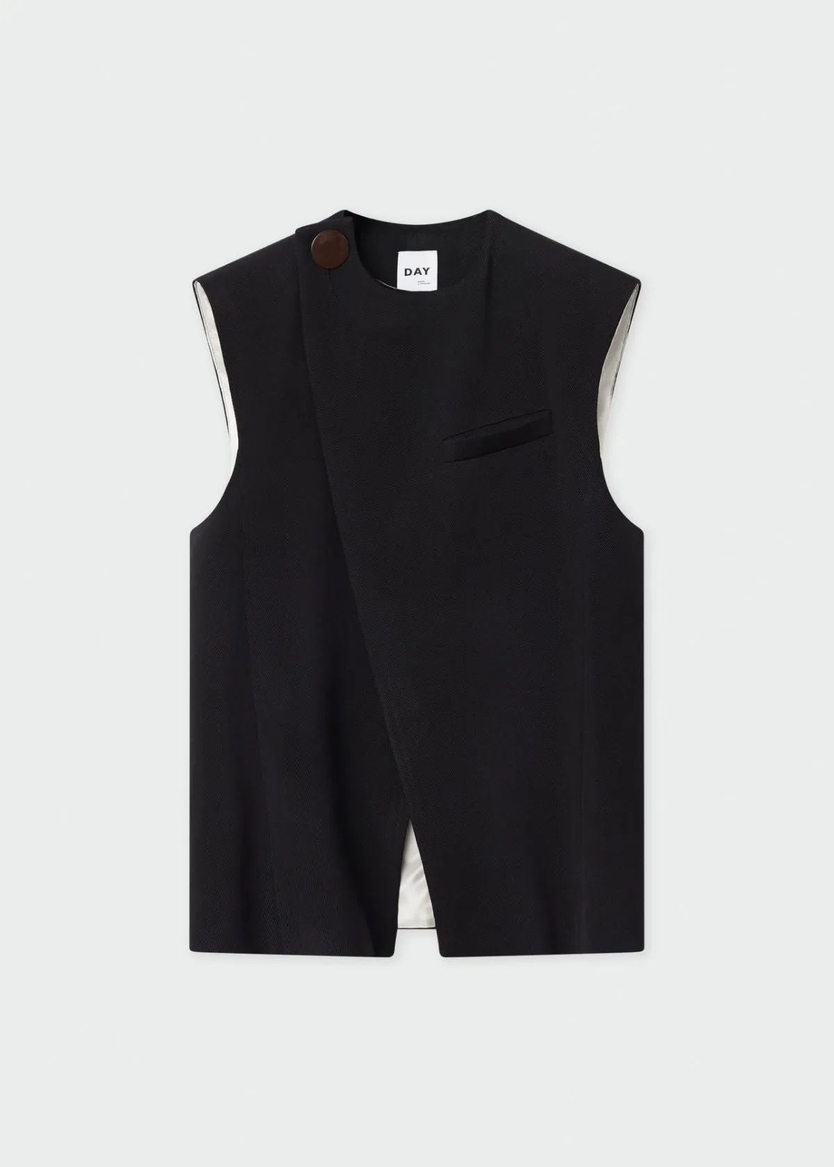 DAY Enid Viscose Twill Vest- Black