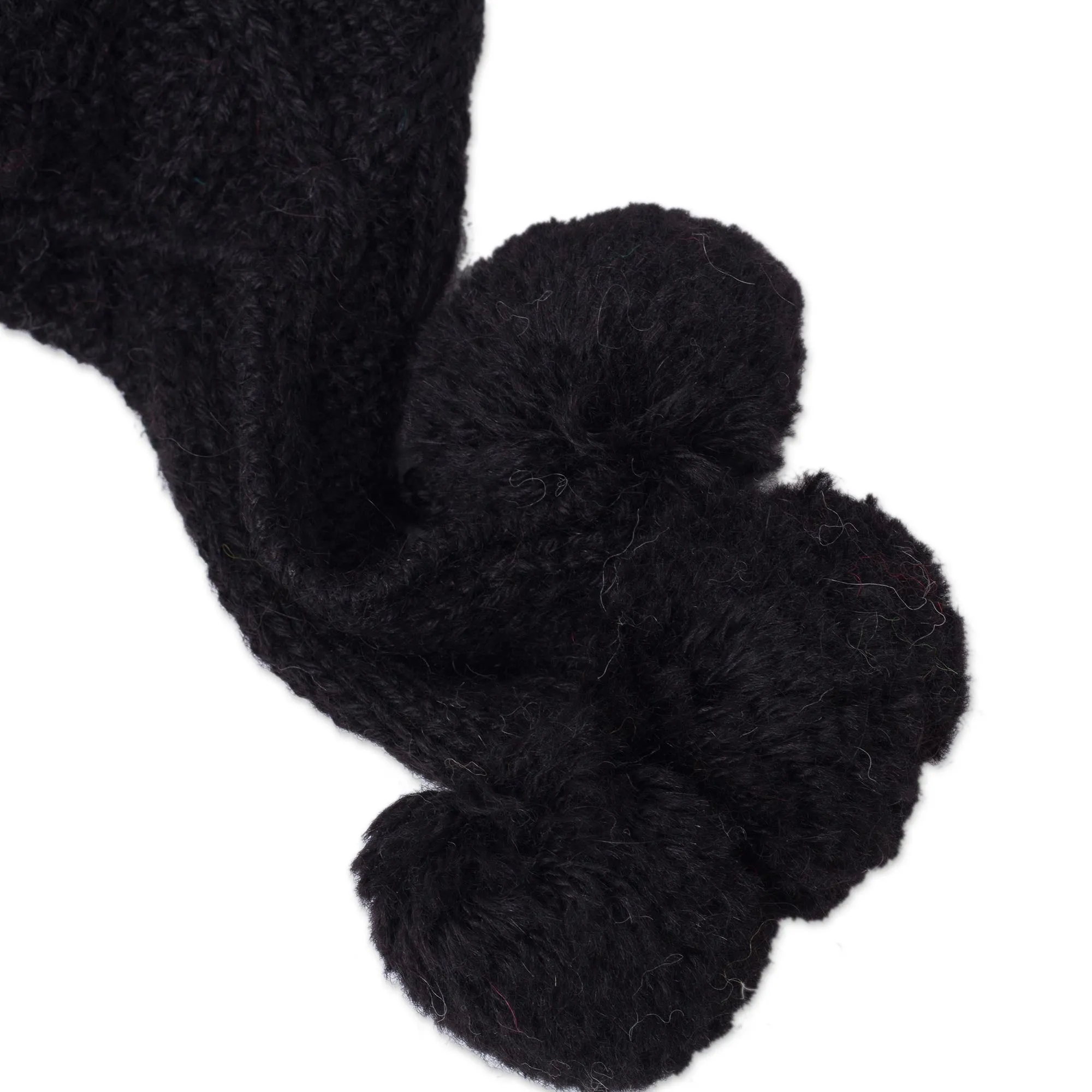 Diamond Pattern 100% Alpaca Knit Hat in Black from Peru - Diamond Elegance in Black | NOVICA