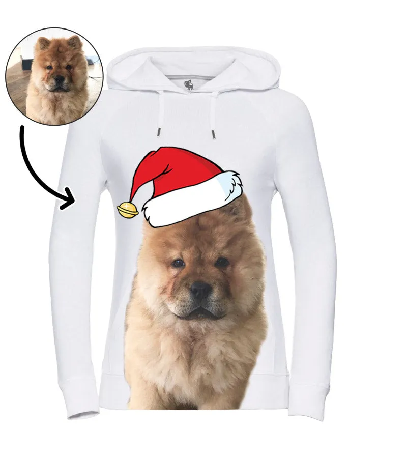 Dog Face Ladies Christmas Hoodie