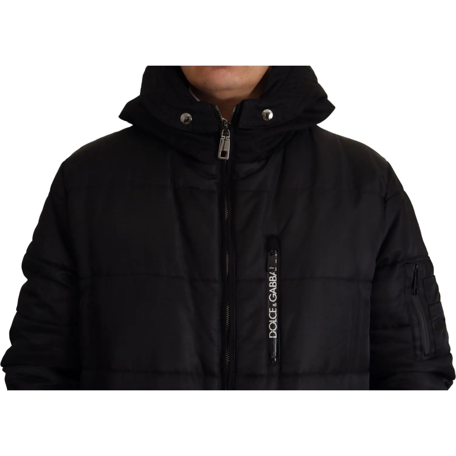 Dolce & Gabbana Elegant Black Hooded Parka Winter Jacket