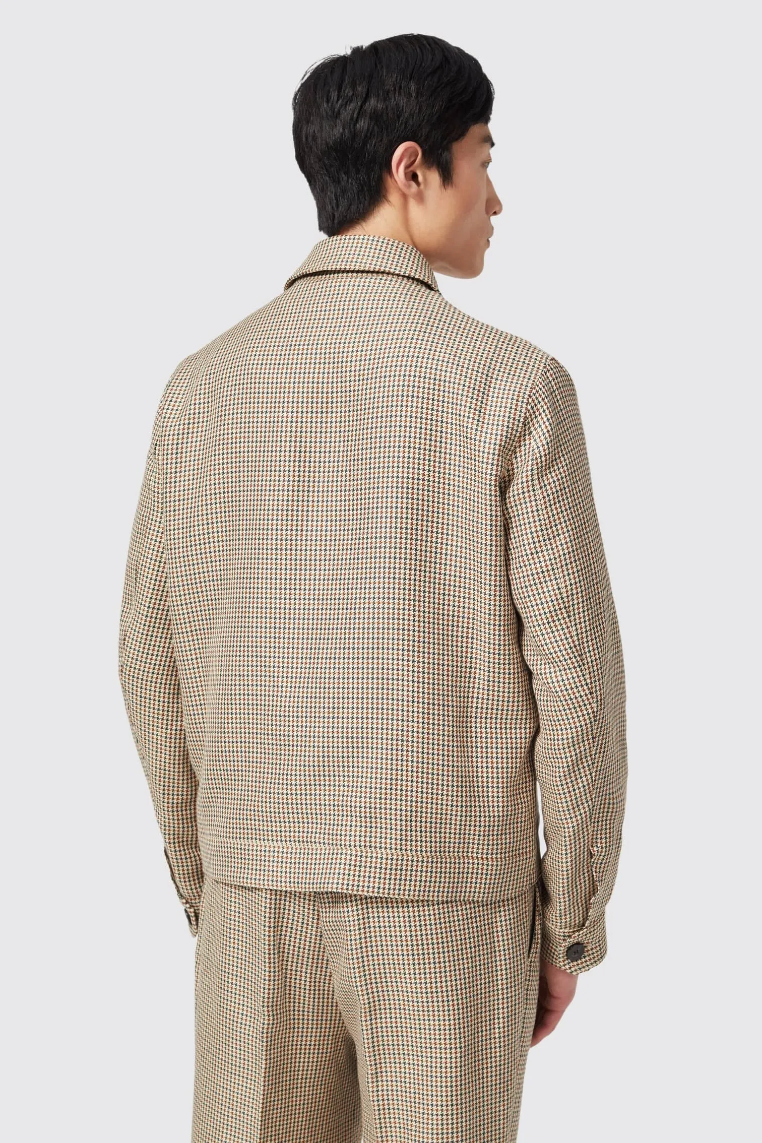 Dover Tailored Fit Neutral Puppytooth Cotton Co-ord - ARCHIVE