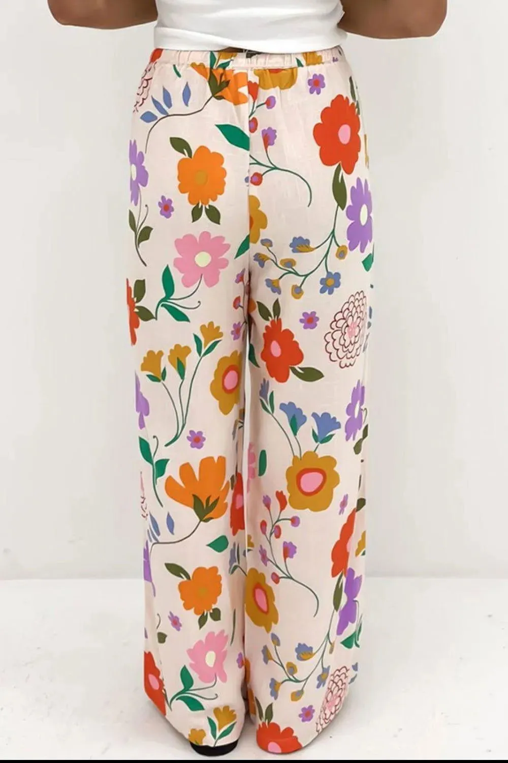 Drawstring Printed Pants with Pockets for Women