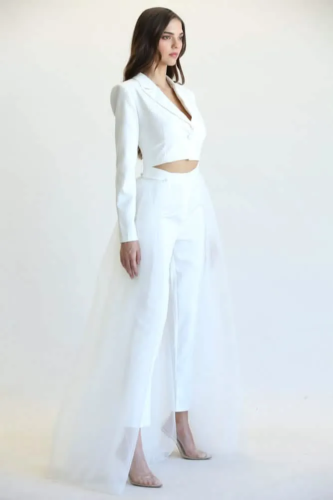 Elegant Juliet Blazer, Trousers, and Tulle Skirt Set