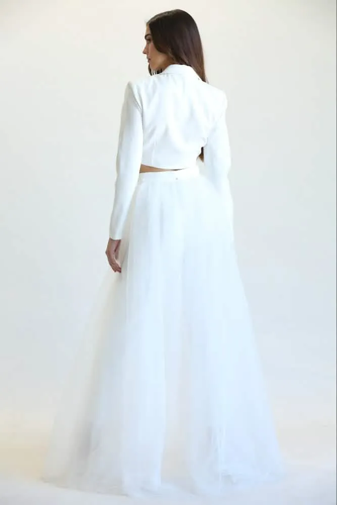 Elegant Juliet Blazer, Trousers, and Tulle Skirt Set