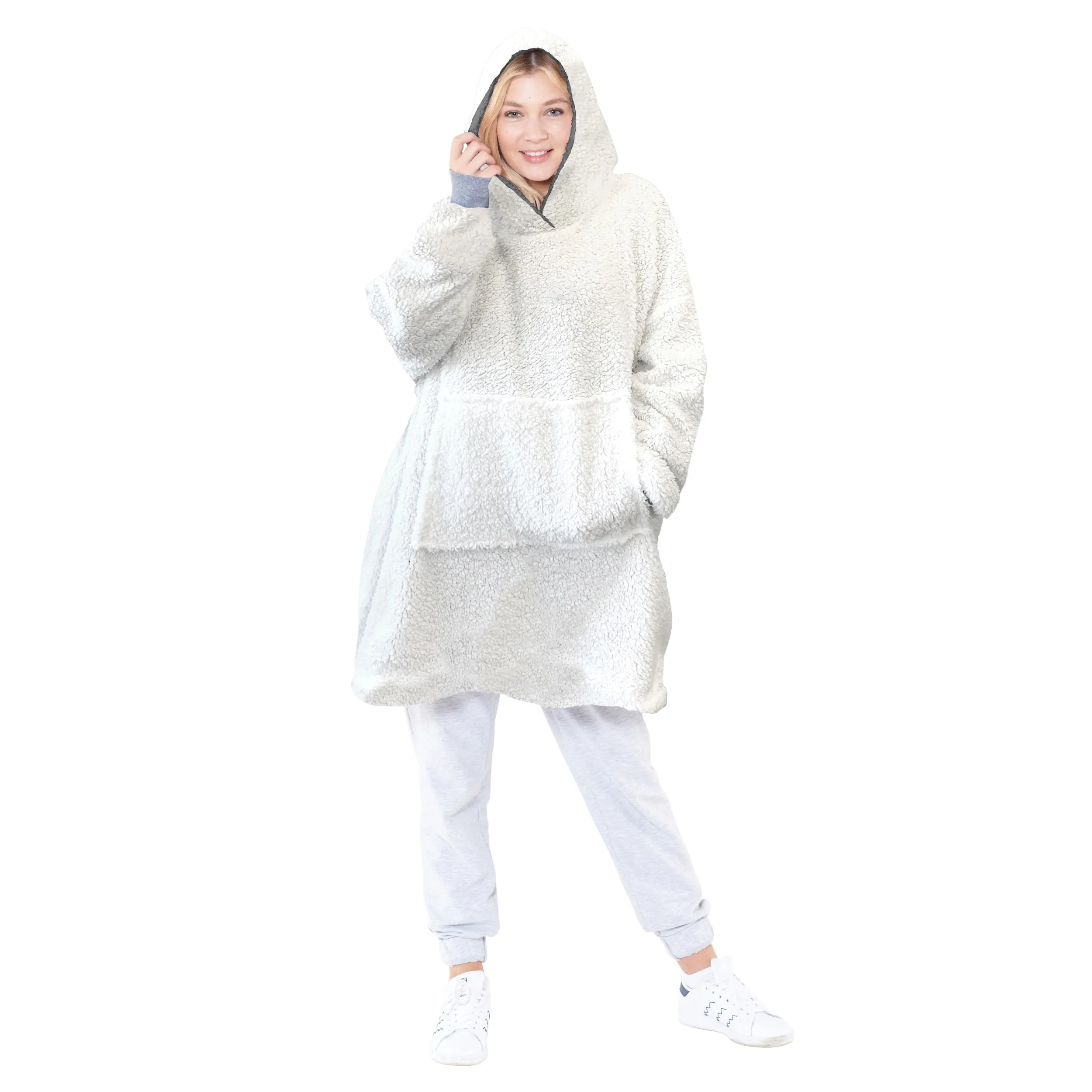 Eskimo Oversized Sherpa Hoodie Blanket - Pink