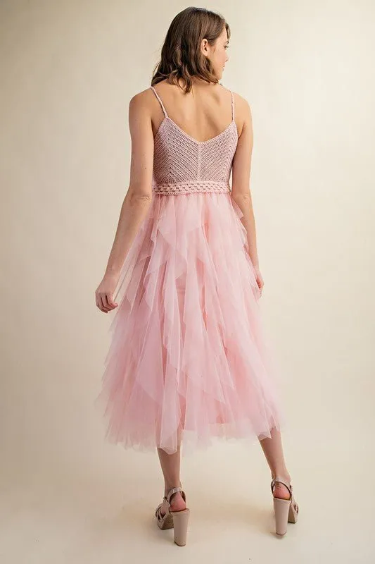 FABULOUS MIDI CROCHET TULLE DRESS