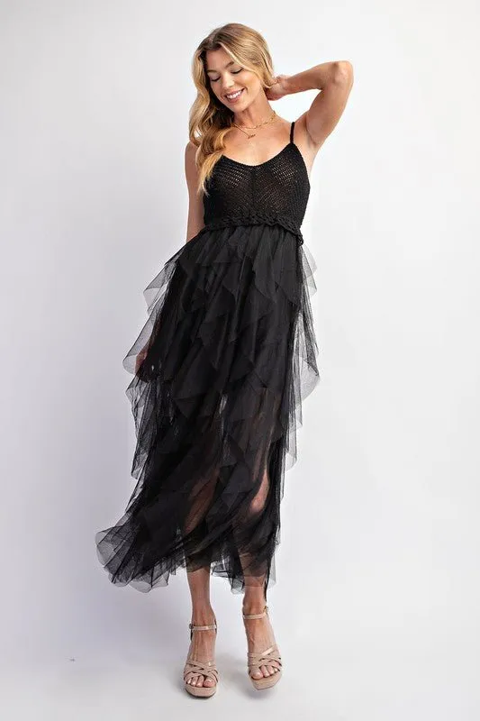 FABULOUS MIDI CROCHET TULLE DRESS