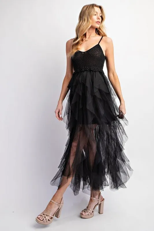 FABULOUS MIDI CROCHET TULLE DRESS