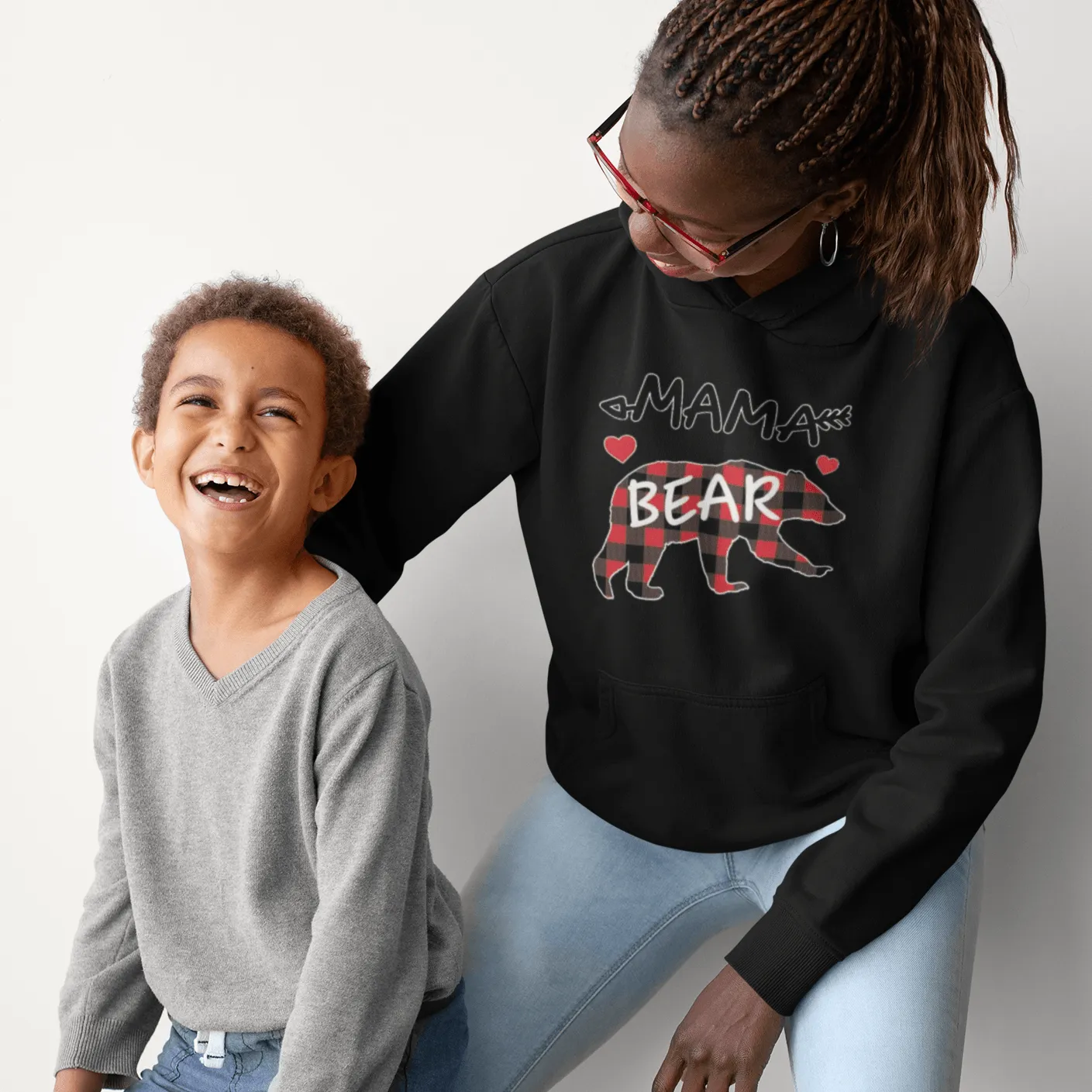 Family Hoodie Mama Bear Blended Cotton Ultra Soft Midweight Pullover