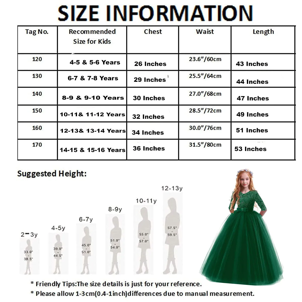 Fancydresswale Girls dress Floor Length gown for Girls-Green