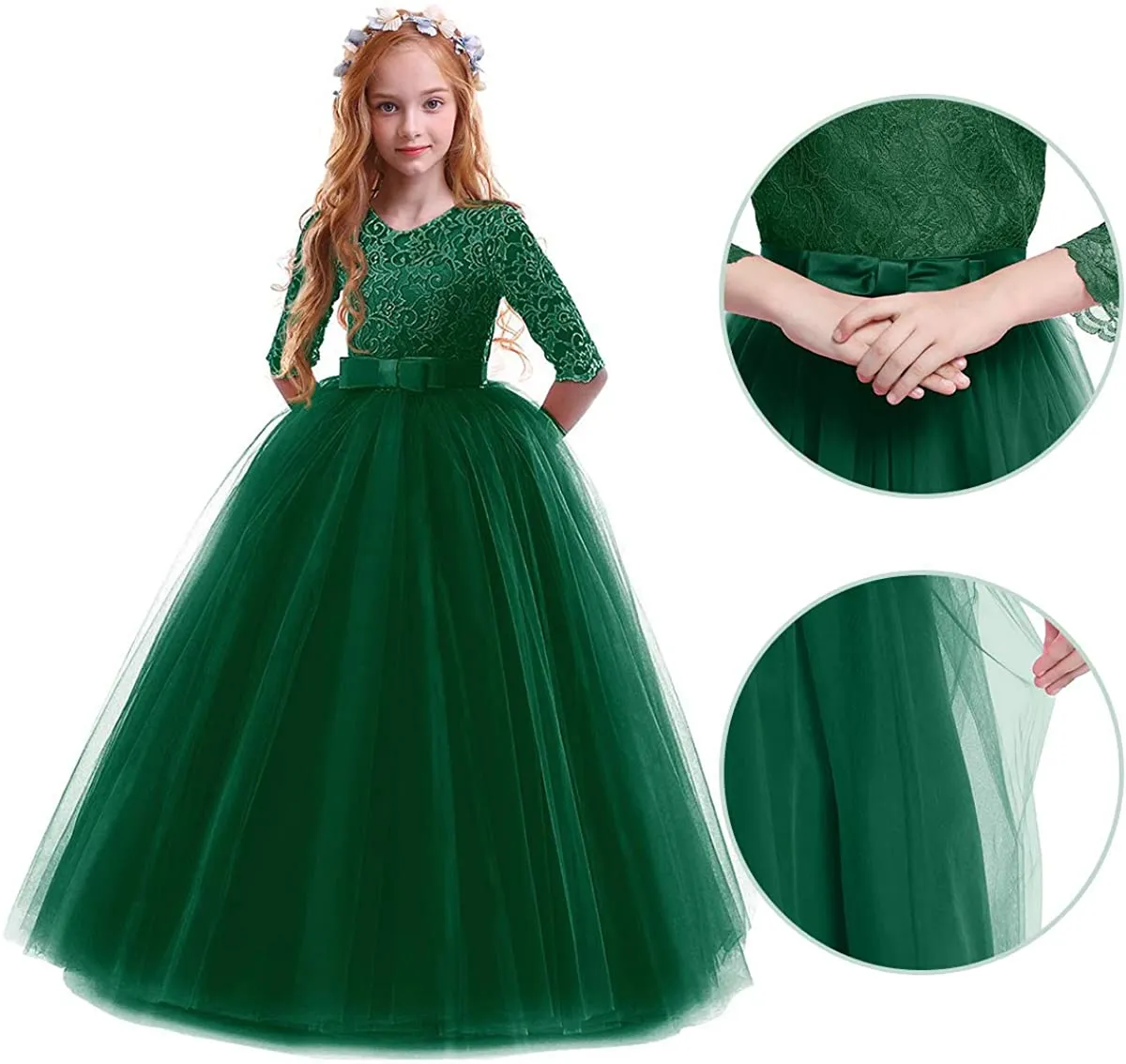 Fancydresswale Girls dress Floor Length gown for Girls-Green