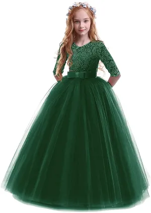 Fancydresswale Girls dress Floor Length gown for Girls-Green