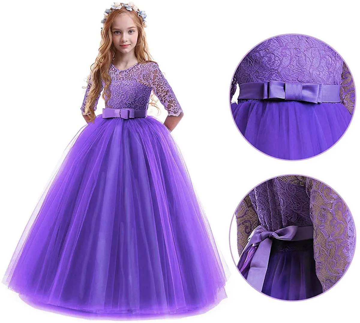 Fancydresswale Princess Floor Length gown for Girls- Dark Purple