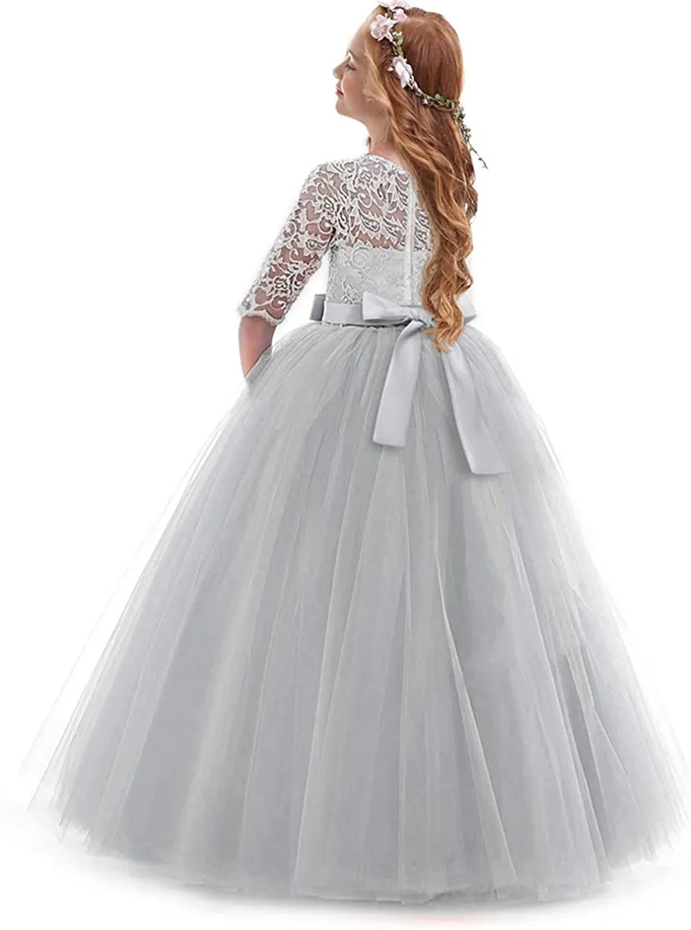 Fancydresswale Princess Floor Length party gown for Girls- Grey