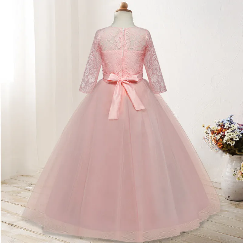 FancyDressWale princess gown for girls beautiful party dress- Pink with hair accessories