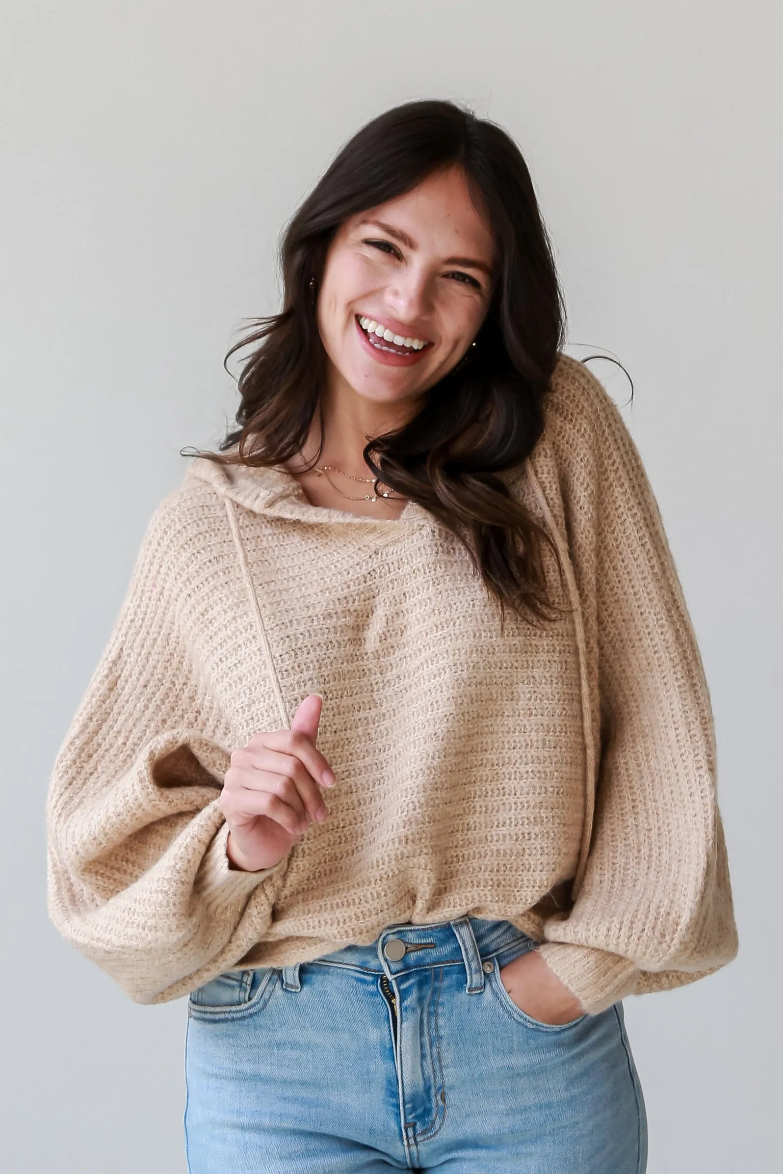 FINAL SALE - Have Your Fun Taupe Hooded Sweater