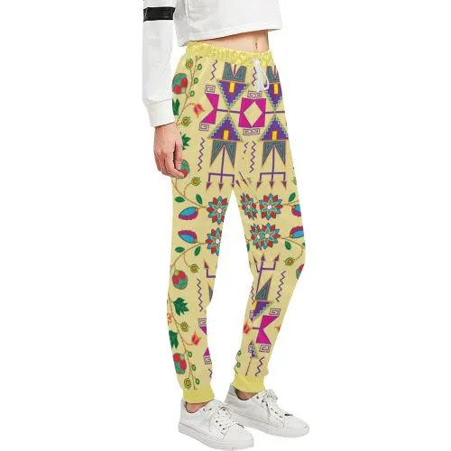 Geometric Floral Fall-Vanilla Women's Sweatpants