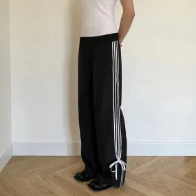 Girlary y2k Pants Women Spring Summer Side Striped Low Elastic Waist Trousers 2000s Aesthetic Joggers Sweatpants Streetwear