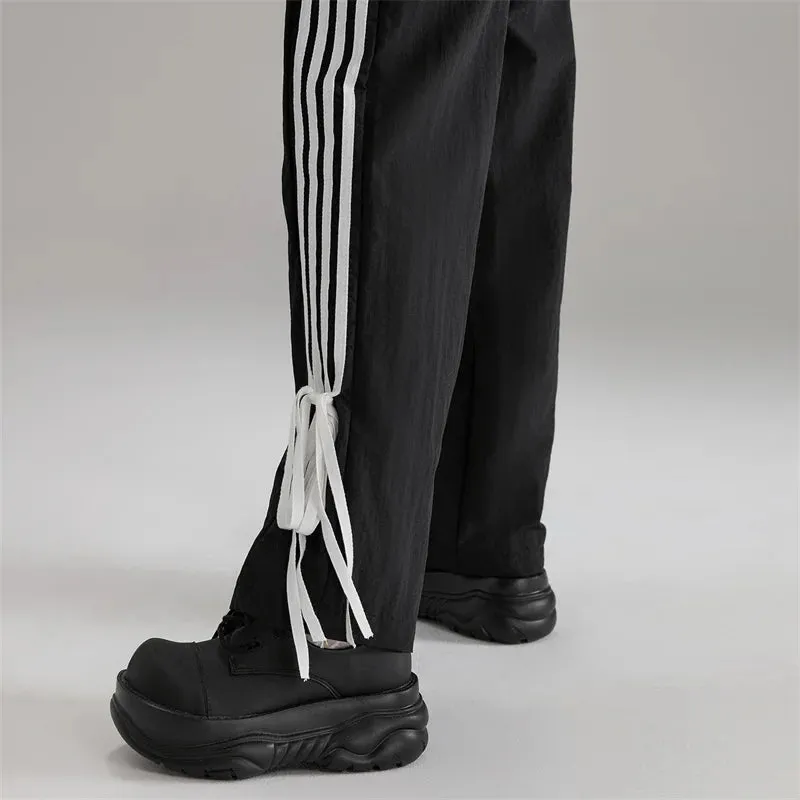 Girlary y2k Pants Women Spring Summer Side Striped Low Elastic Waist Trousers 2000s Aesthetic Joggers Sweatpants Streetwear