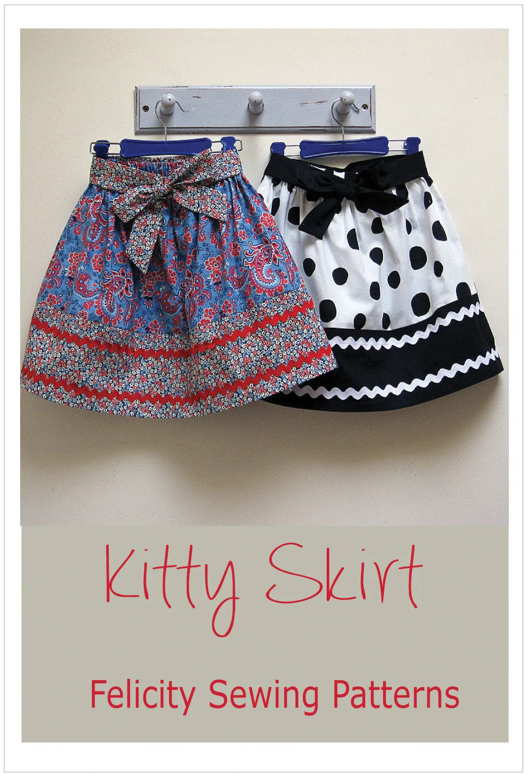 Girls easy skirt sewing pattern, KITTY SKIRT Sizes 2-12 years, includes 2 variations.