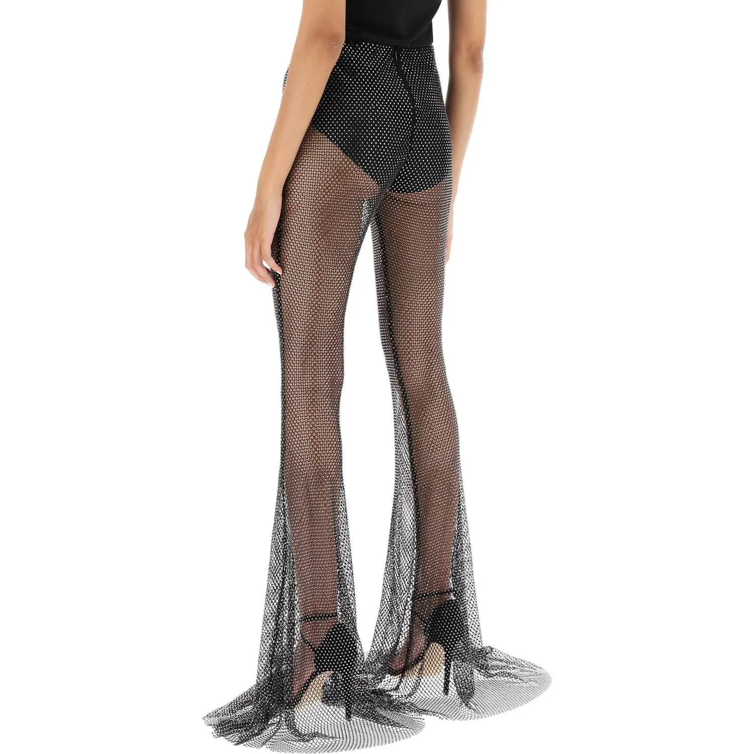 Giuseppe Di Morabito rhinestone-studded fishnet knit pants