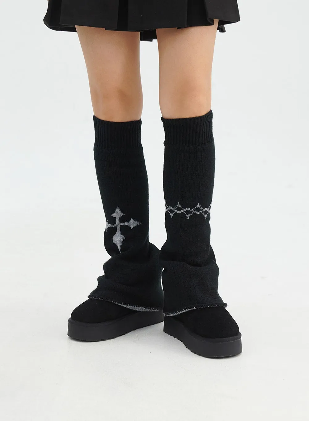 Graphic Reversible Leg Warmers IN316