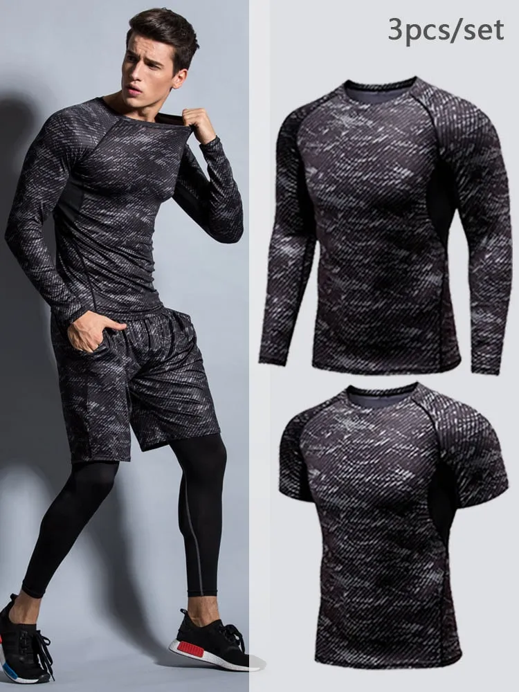 Gym Men's Sportswear Compression Fitness Tracksuits Tight Running Sports Suit Jogging Workout For Male Sweatpants Set