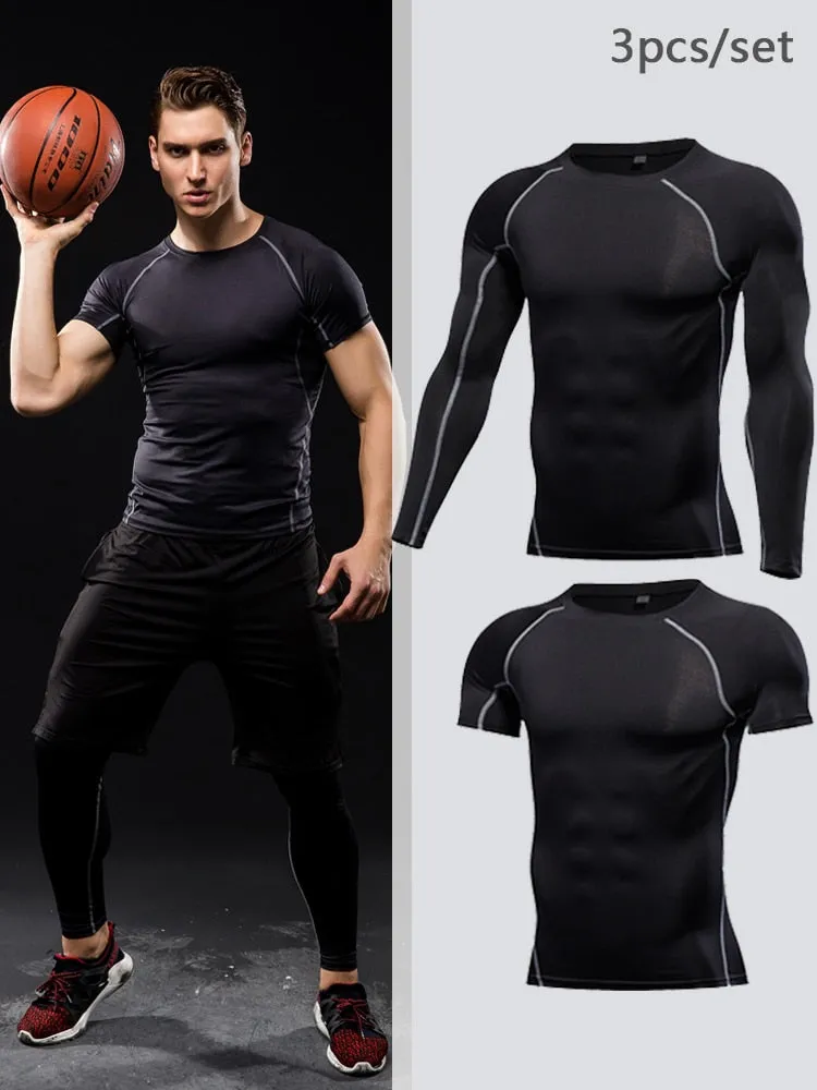 Gym Men's Sportswear Compression Fitness Tracksuits Tight Running Sports Suit Jogging Workout For Male Sweatpants Set