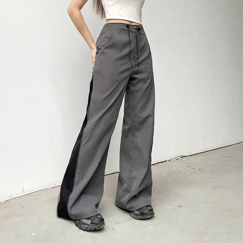 Harajuku Zipper Patched Low Waist Women Trousers Casual Side Slit Suit Pants Basic Office Ladies Sweatpants Clothing