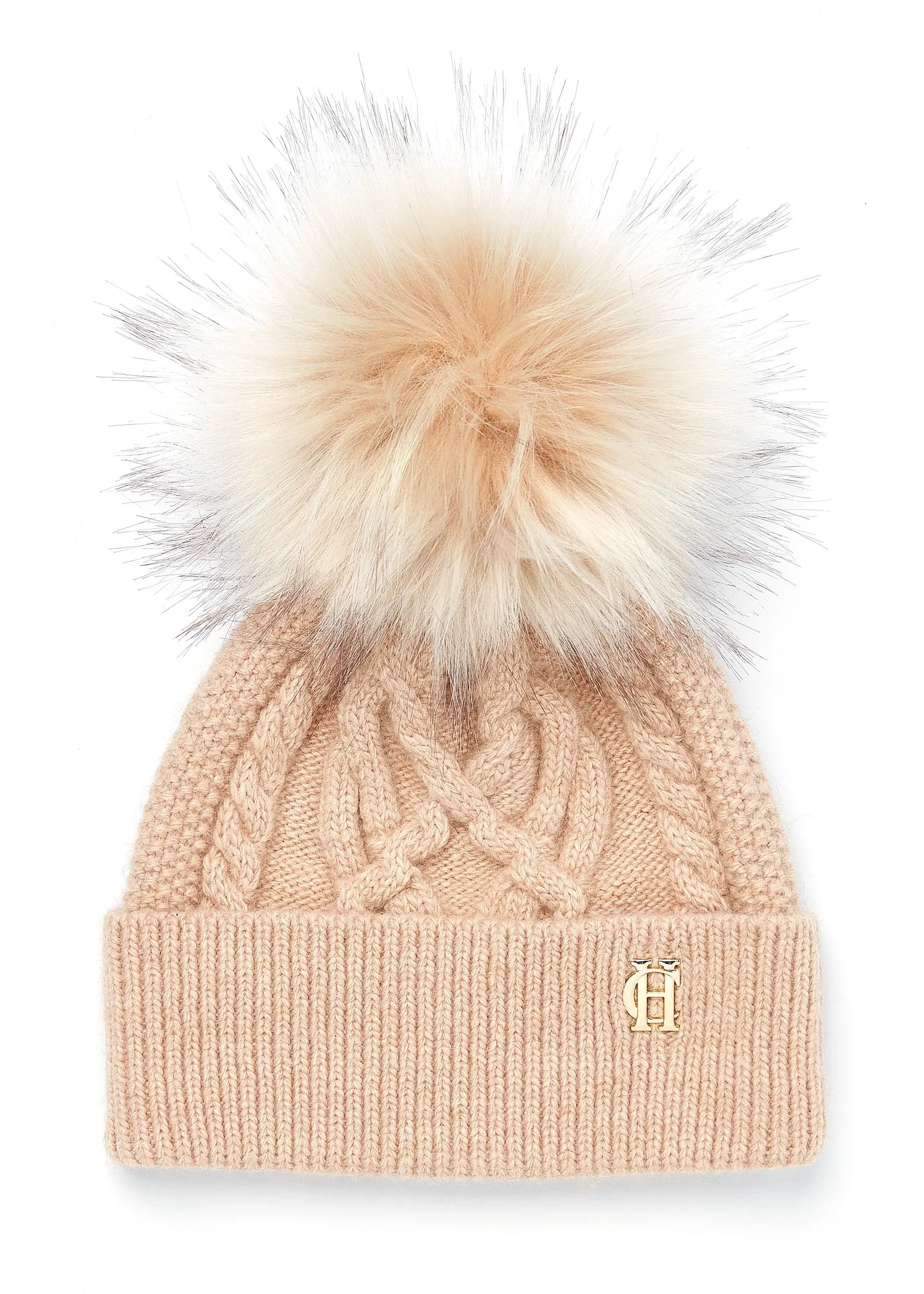 Holland Cooper Cortina Ladies Bobble Hat in Camel Champagne