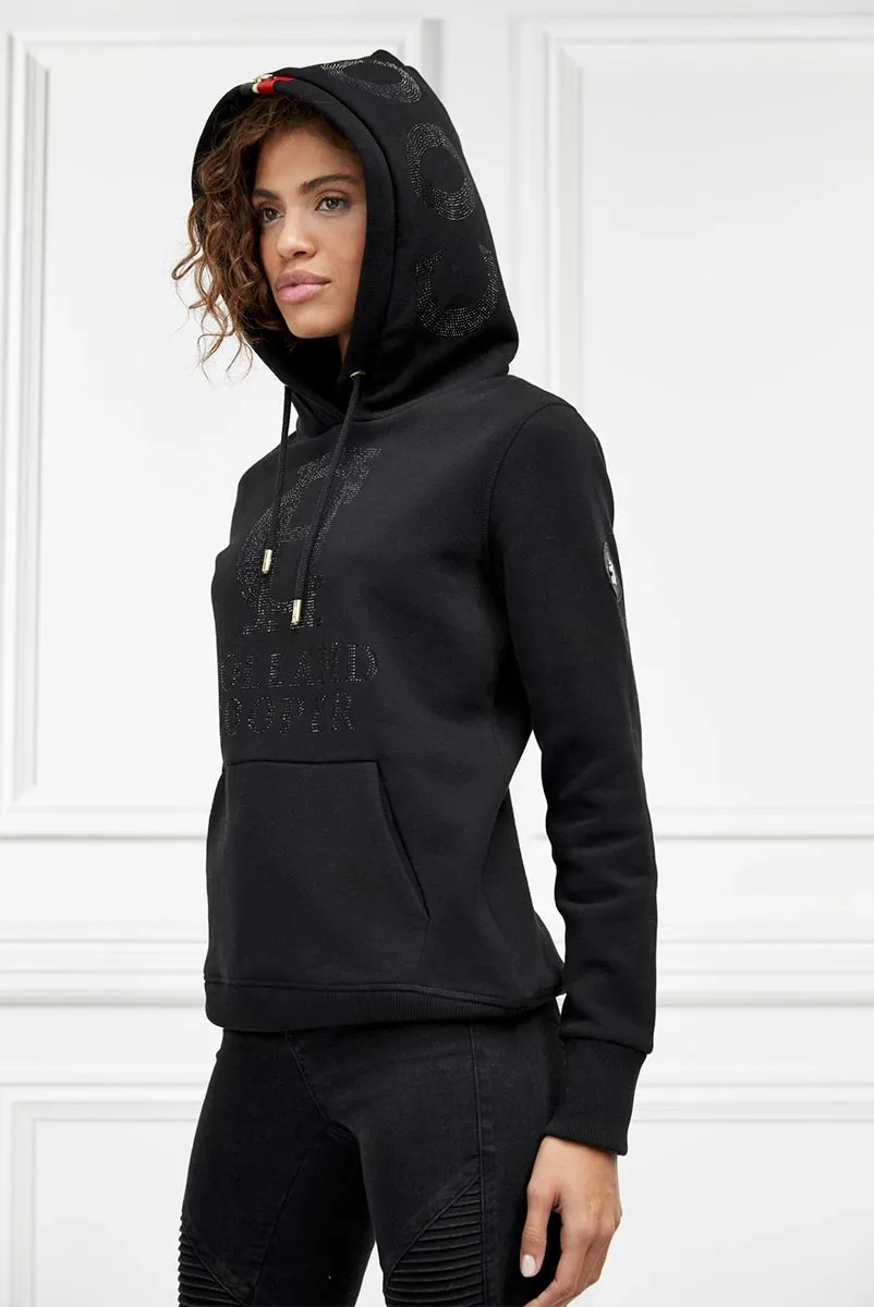 Holland Cooper Essential Ladies Hoodie Sweat Top in Black Sparkle