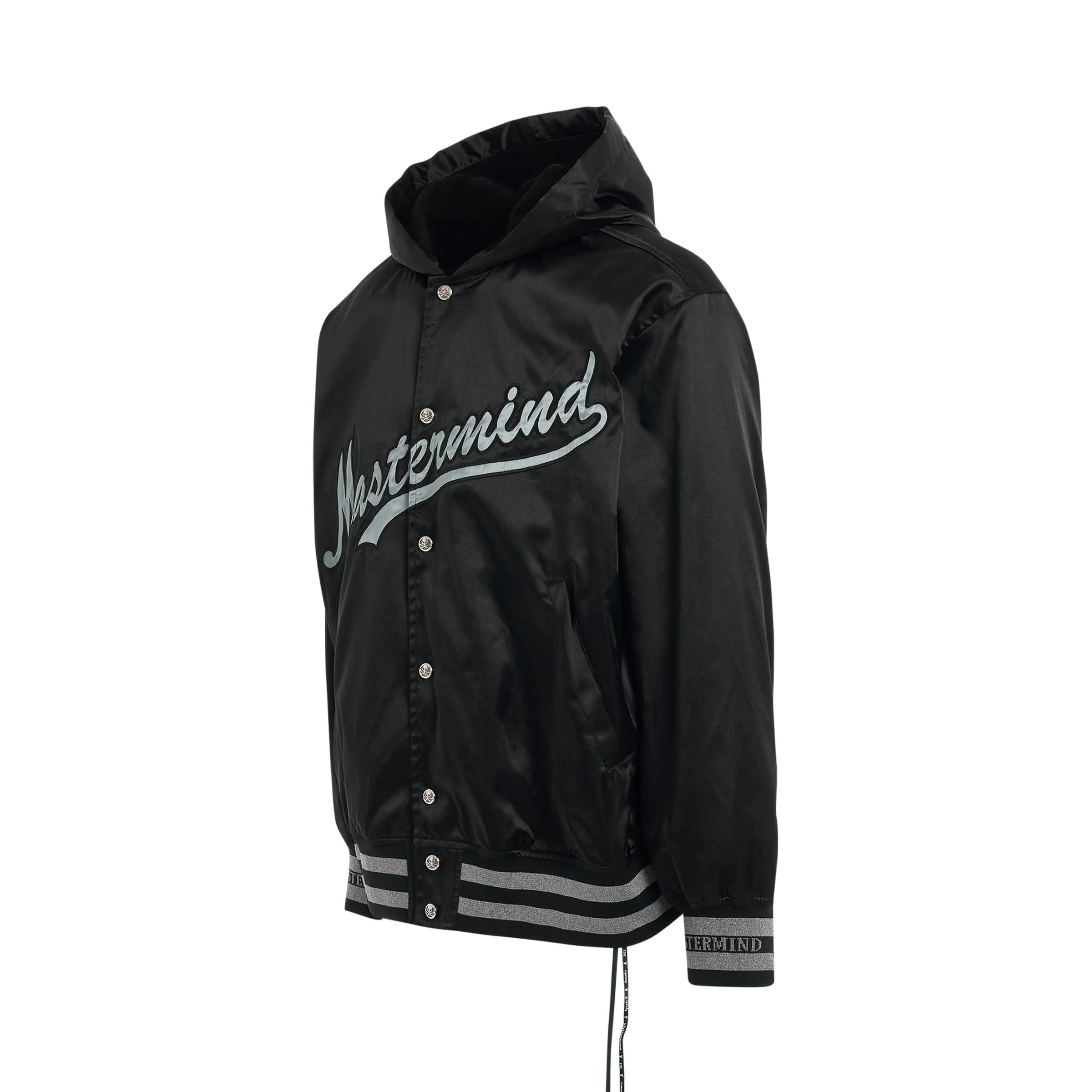 Hooded Varsity Jacket in Black