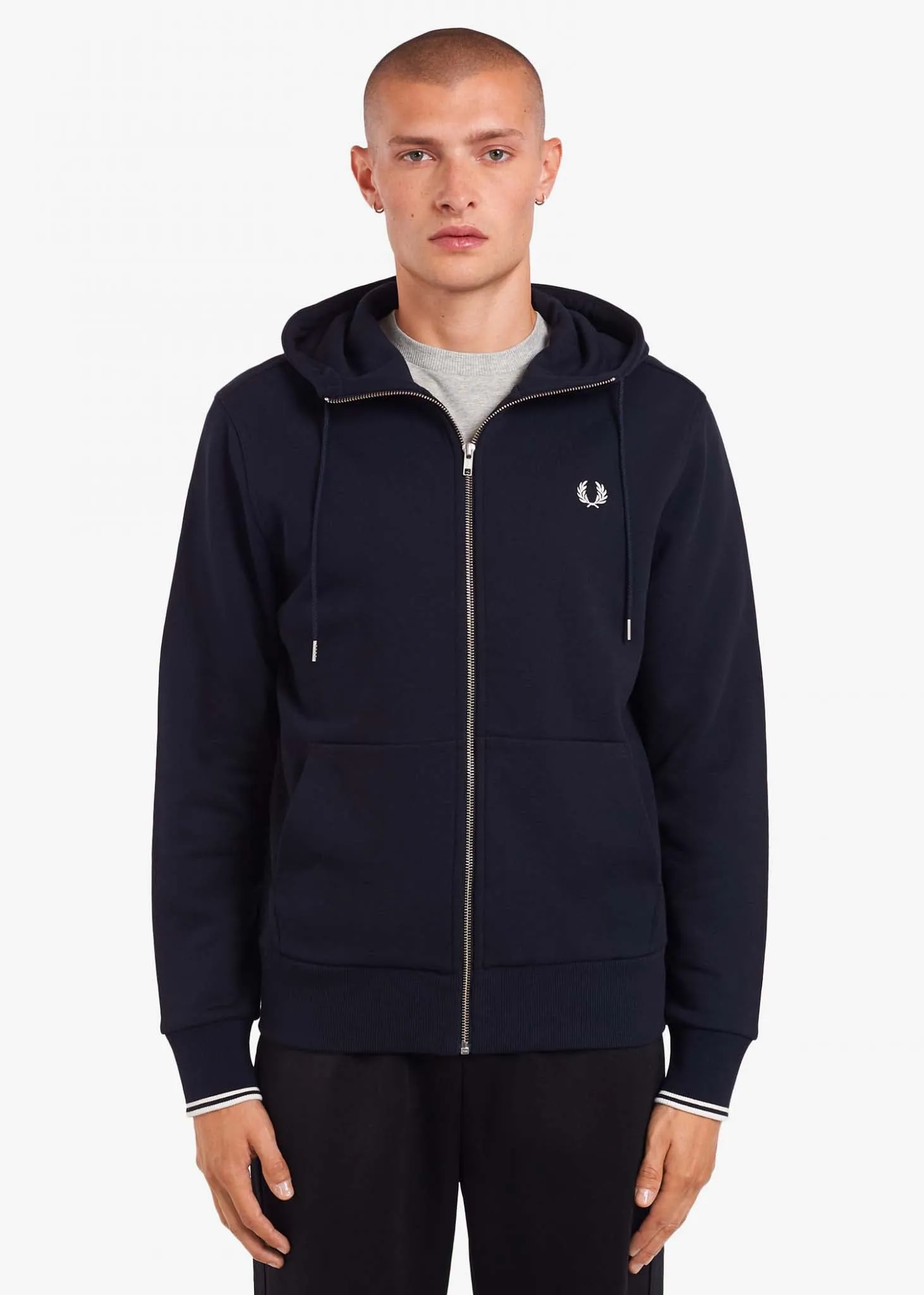 Hooded zip-through sweatshirt - navy