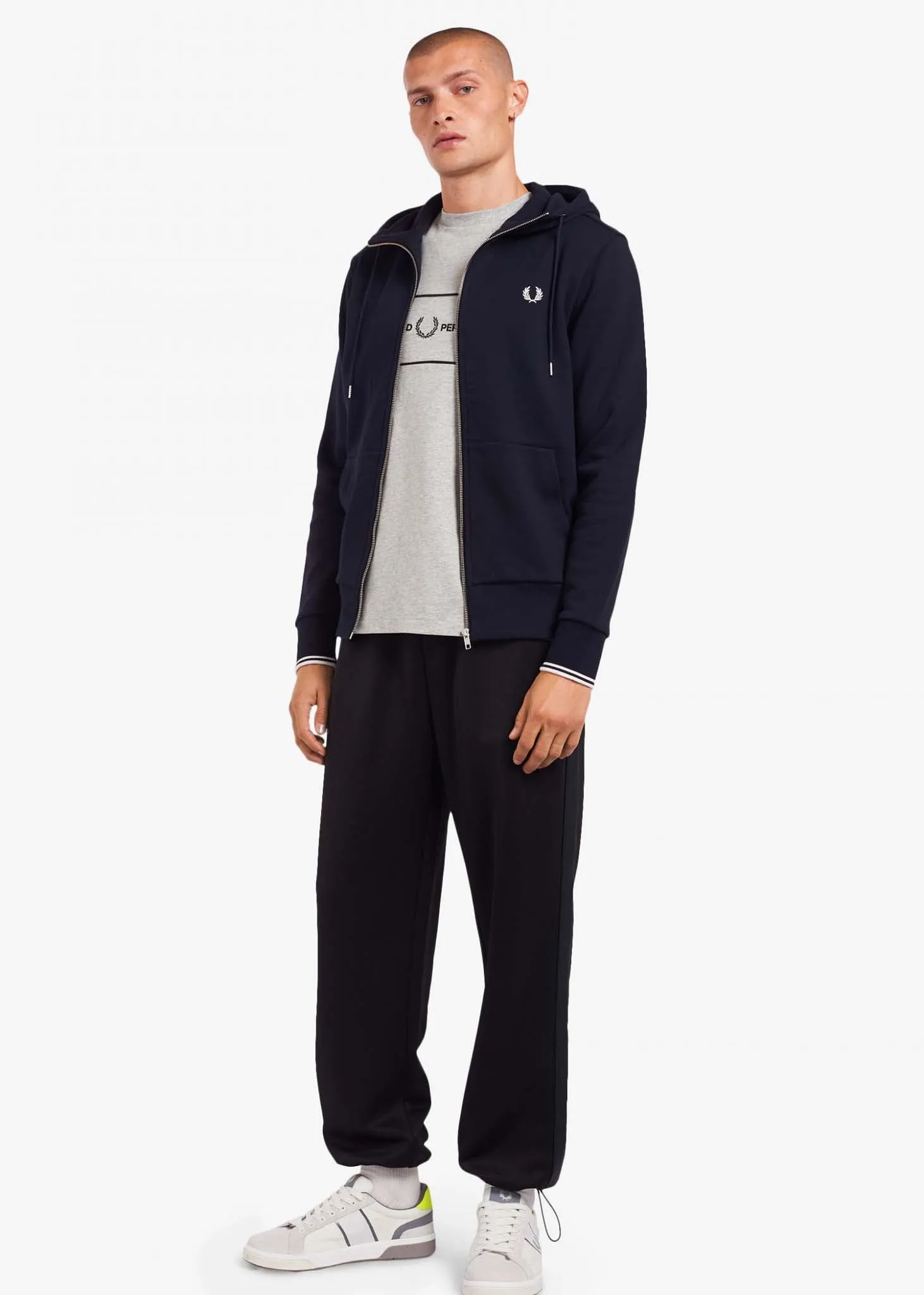 Hooded zip-through sweatshirt - navy