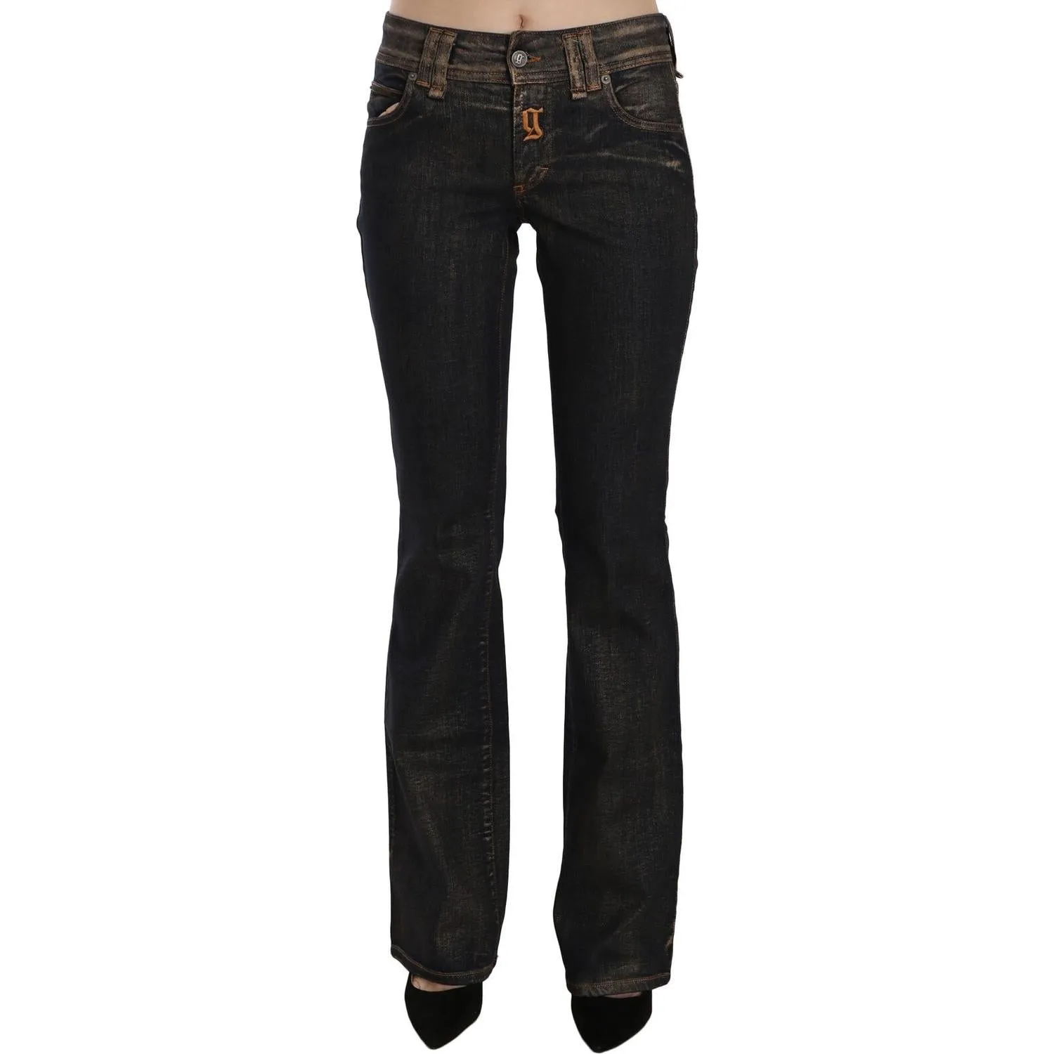 John Galliano Chic Flared Mid Waist Black Denim