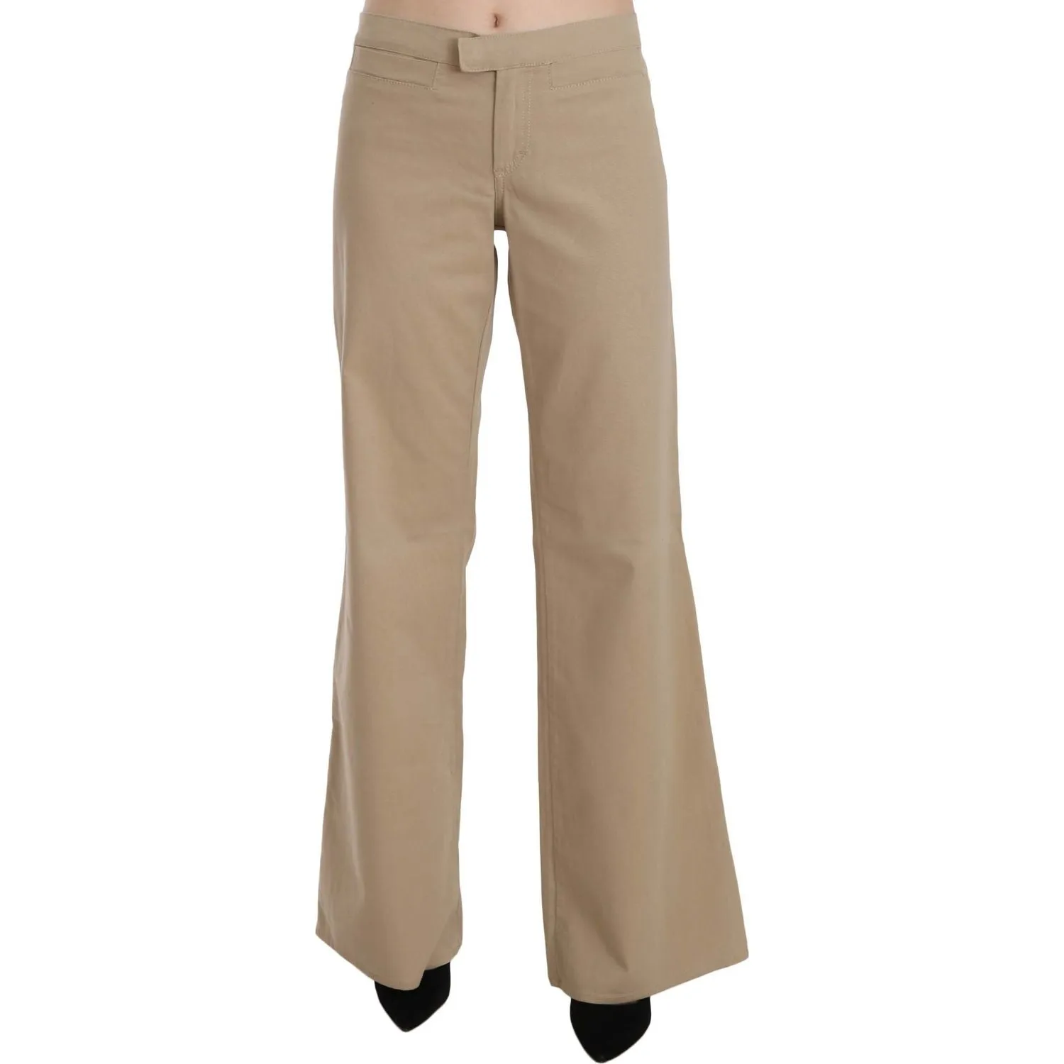 Just Cavalli Beige Mid Waist Flared Luxury Trousers