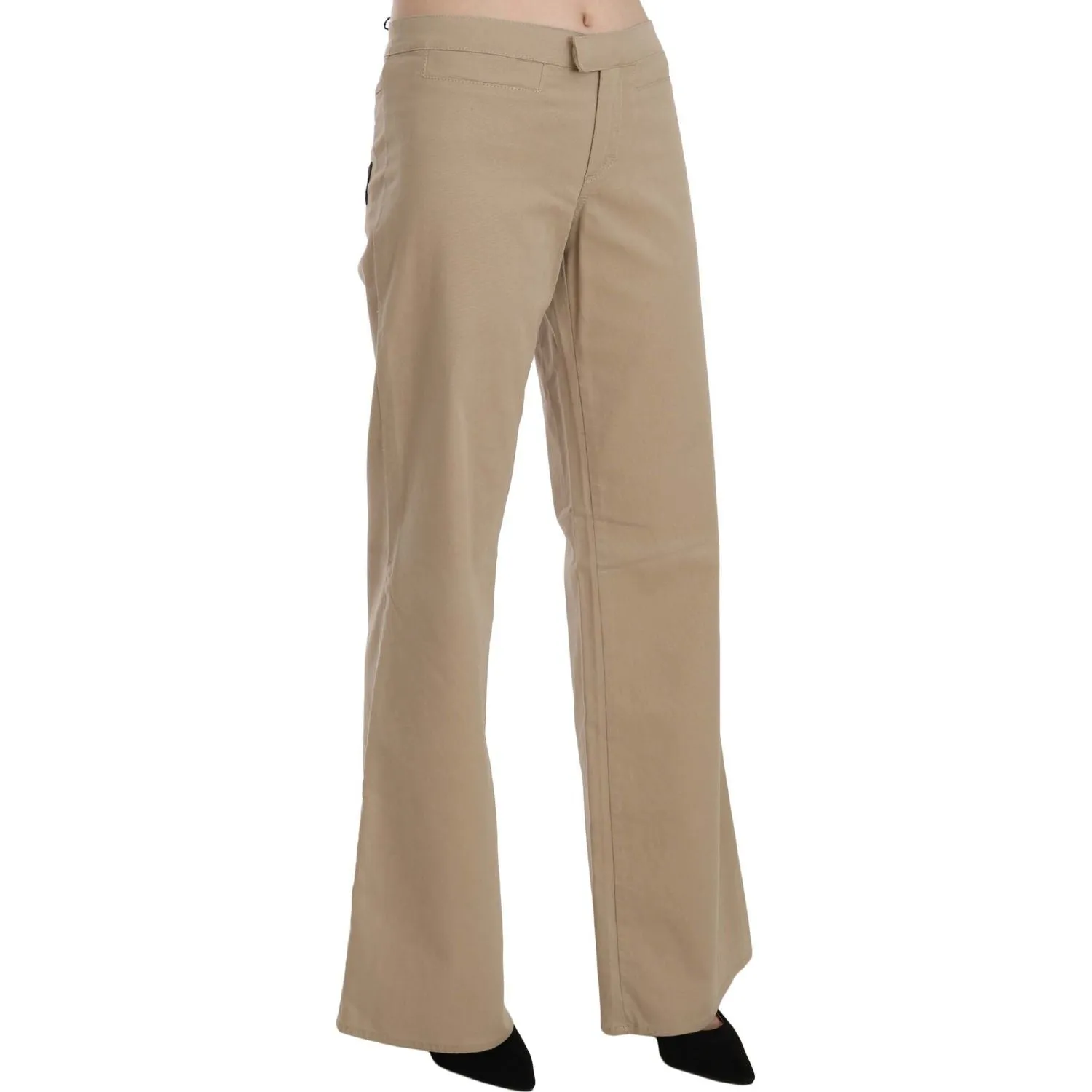 Just Cavalli Beige Mid Waist Flared Luxury Trousers