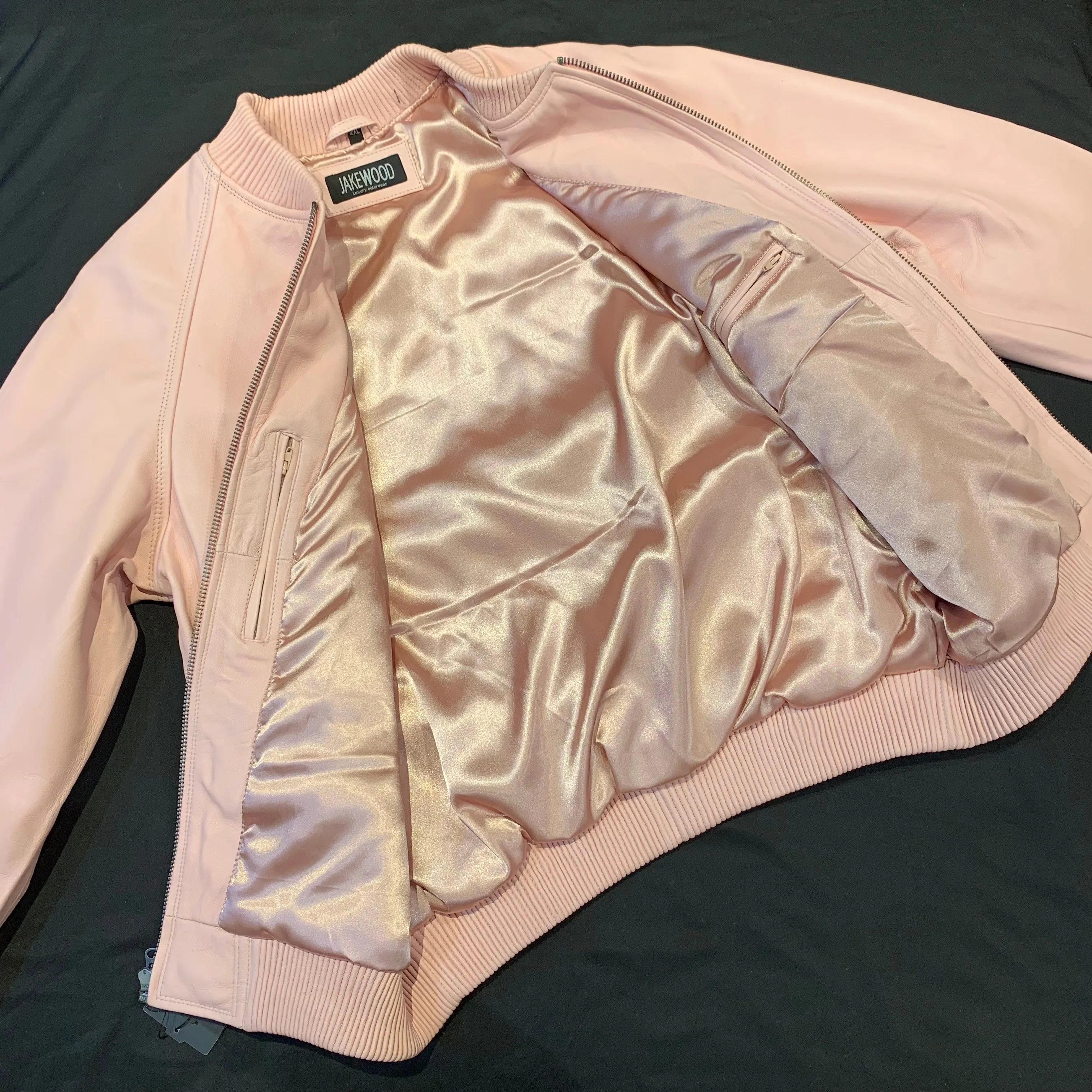 Kashani Men's Pink Salmon Lambskin Varsity Jacket